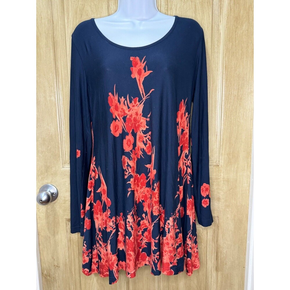 Soft Surroundings Top Women’s Size XS Floral Swing Tunic Dress Blue Orange